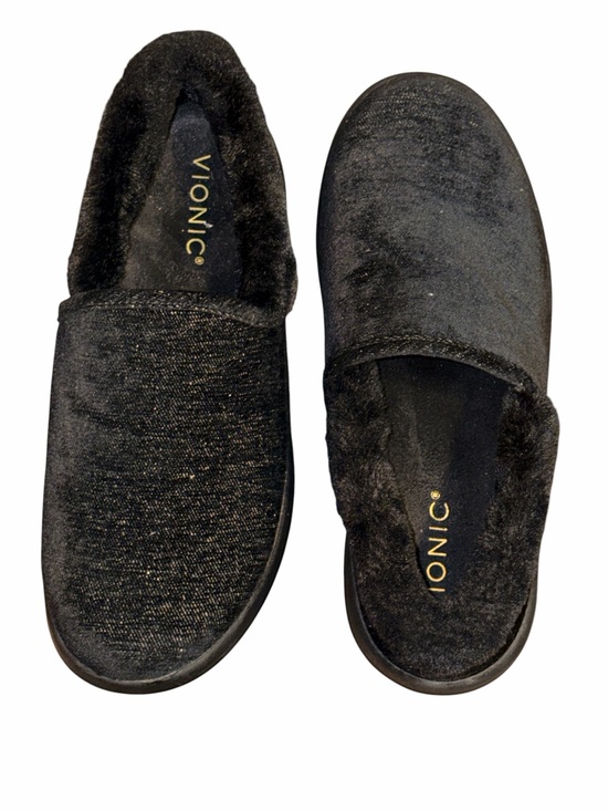 Vionic Shoes - Vionic Women's Black Plush Slip-On Slippers